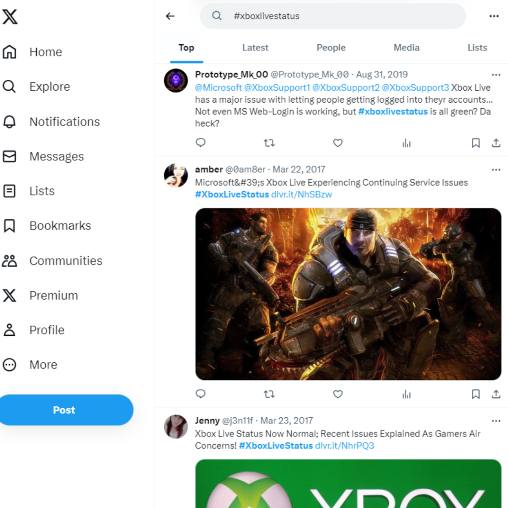 Search #XboxLiveStatus on X(Twitter)